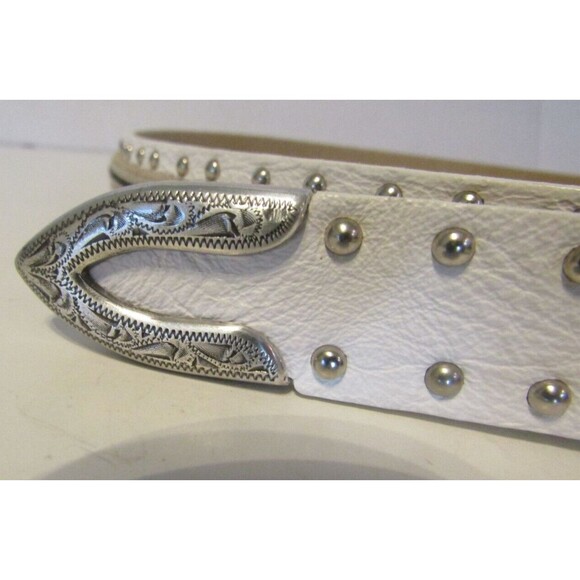 Streets Ahead Belt NWT White Leather Western USA Made Size L 22022 - Picture 4 of 9